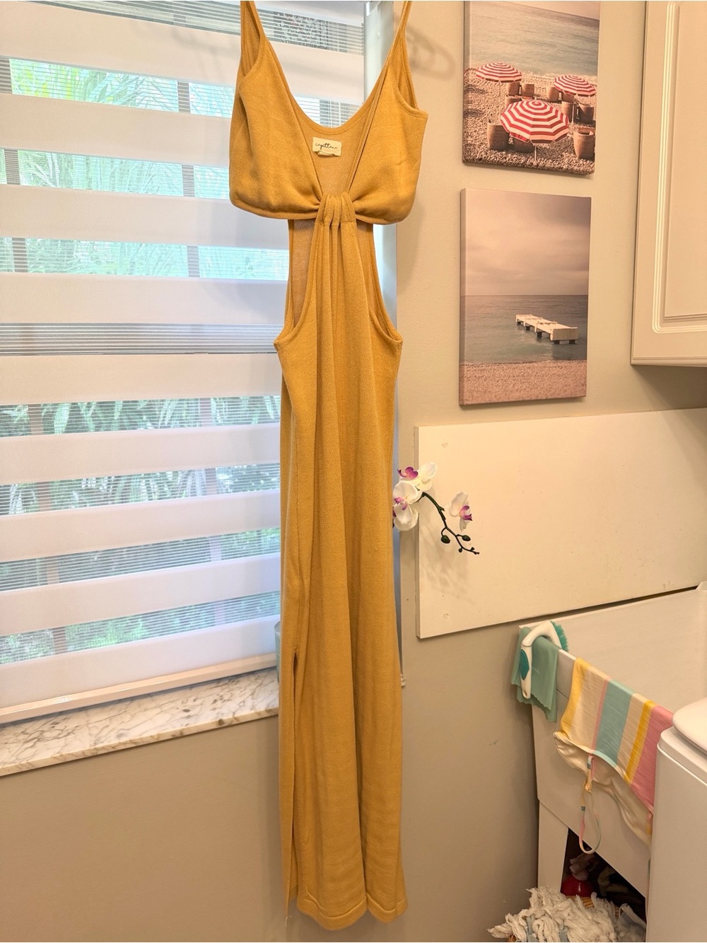 NWOT Capittana knitted golden tan Cutout Maxi Dress